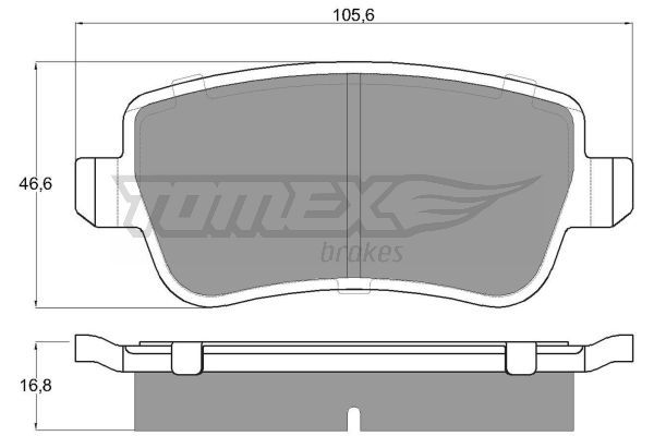 TOMEX BRAKES stabdžių trinkelių rinkinys, diskinis stabdys TX 16-74